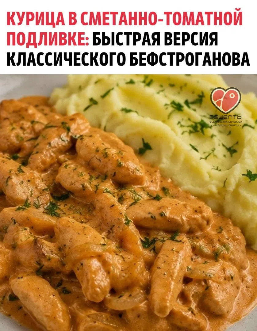 Курица в сметанно-томатной подливке